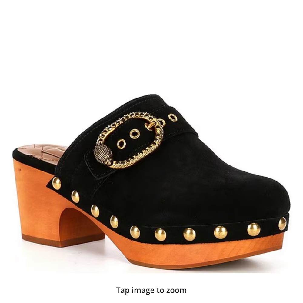 Black Suede Studded Kurt Geiger Clogs size 9. (40)